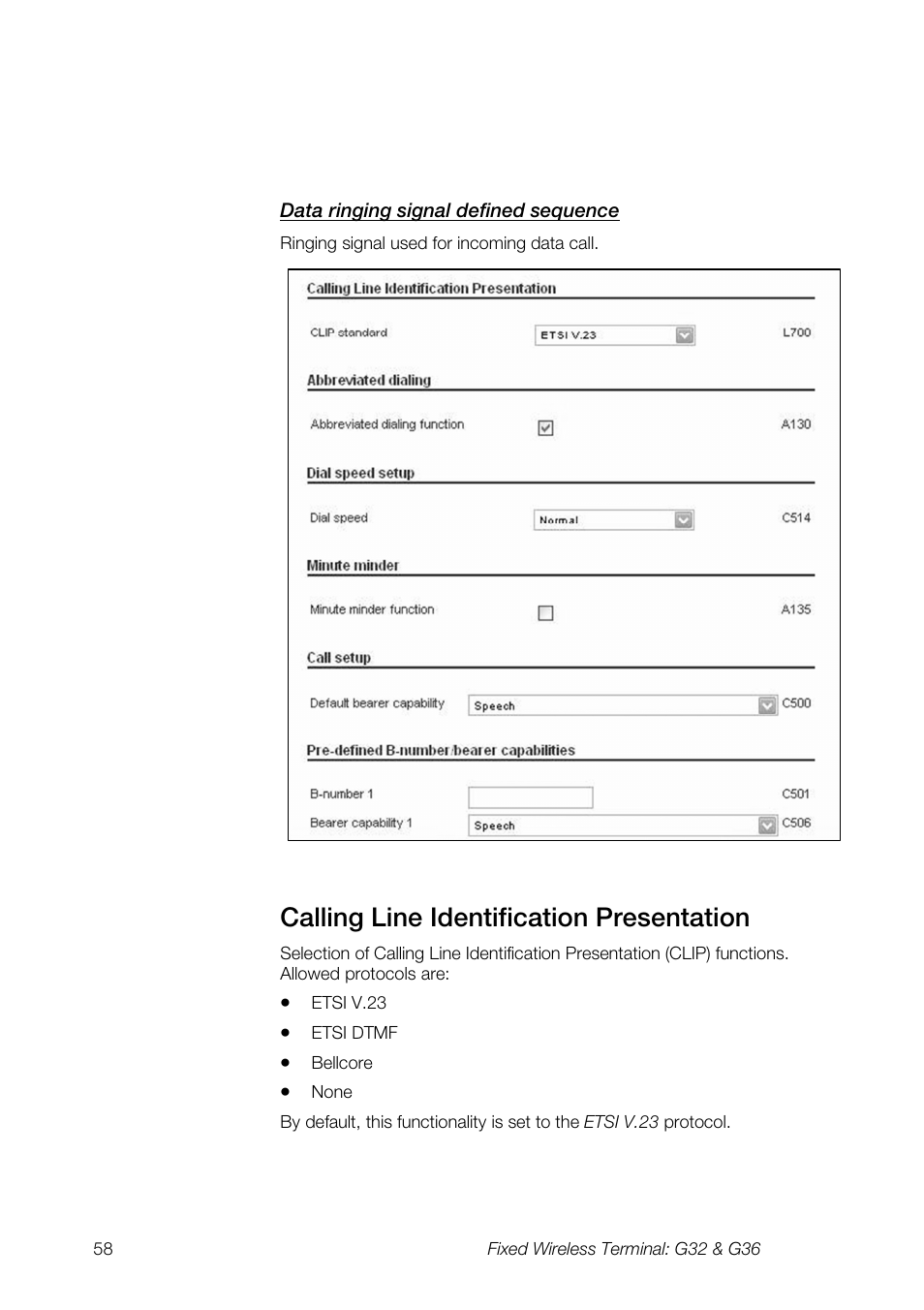 Calling line identification presentation | Ericsson G36 User Manual | Page 58 / 84