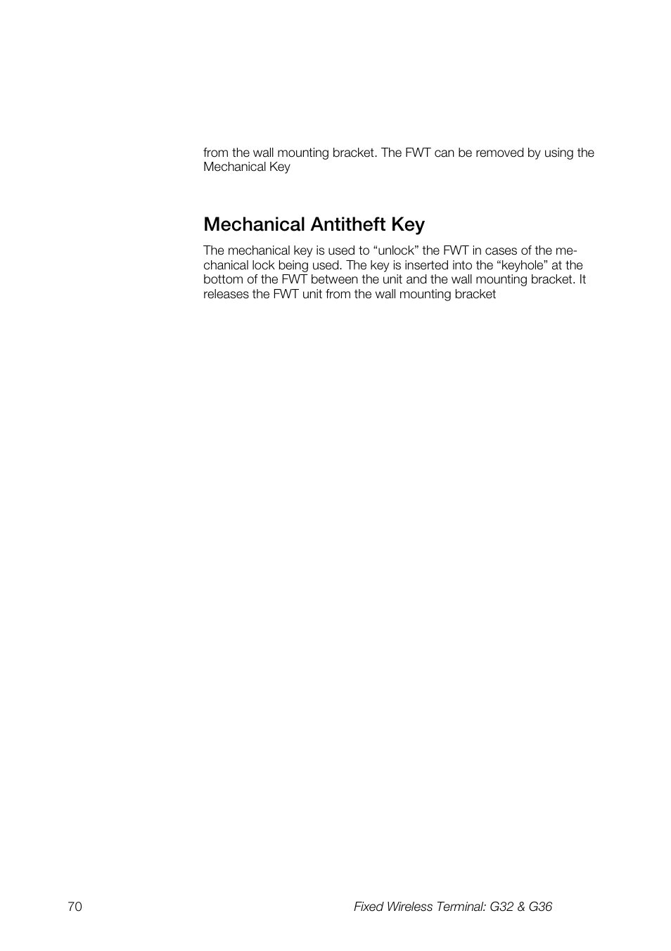 Mechanical antitheft key | Ericsson G36 User Manual | Page 70 / 84