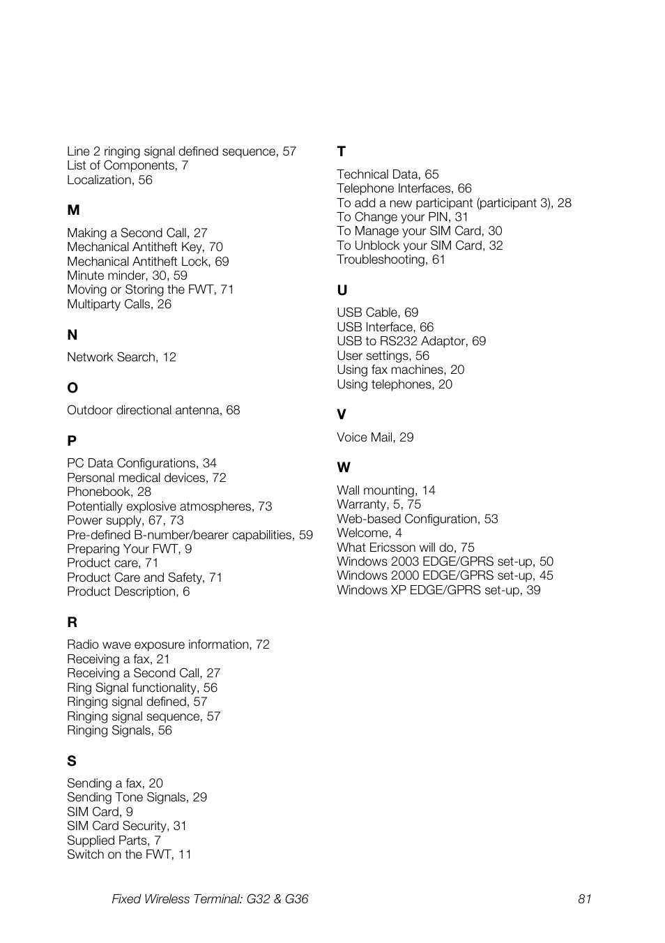 Ericsson G36 User Manual | Page 81 / 84