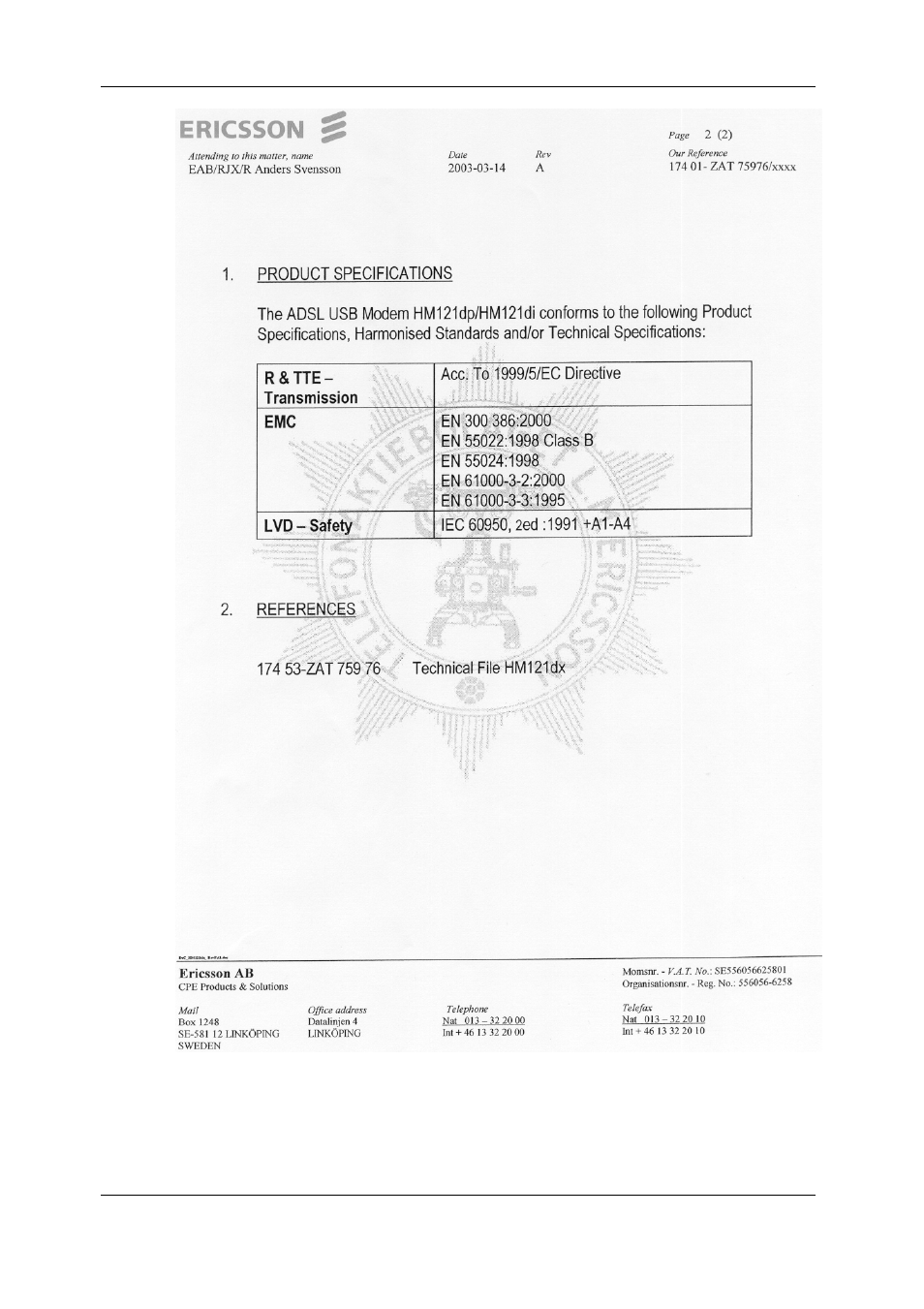 Ericsson HM121dp User Manual | Page 39 / 47