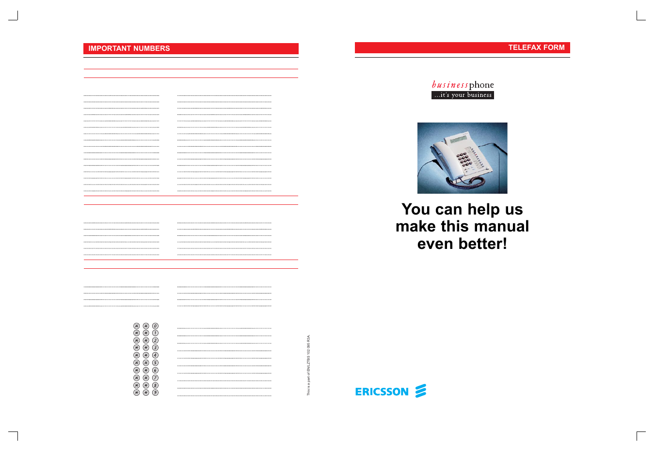 You can help us make this manual even better | Ericsson 50 User Manual | Page 3 / 77