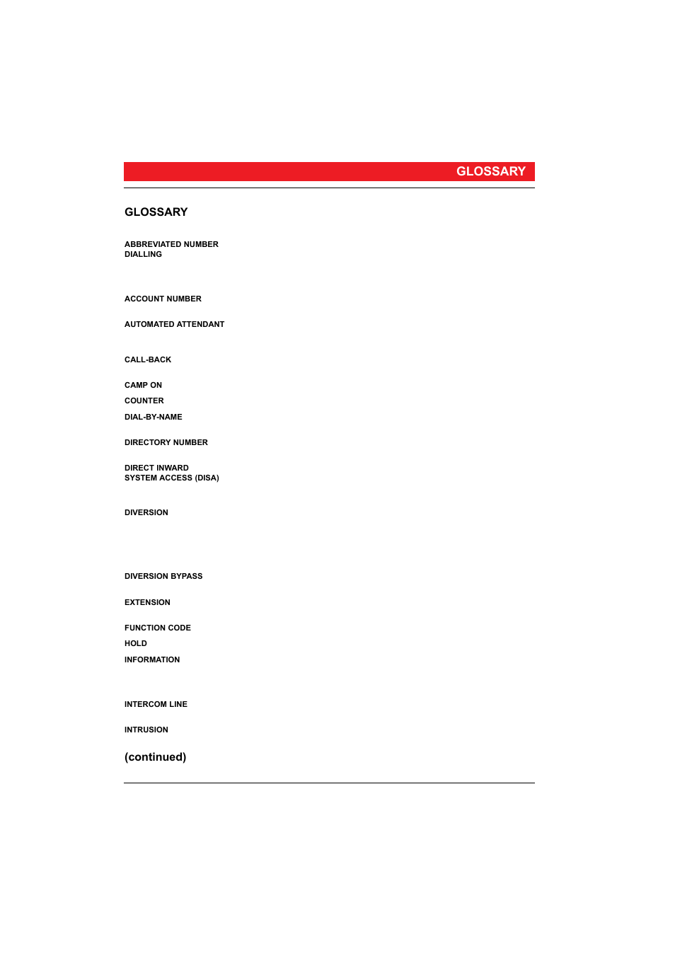 Glossary, Continued) | Ericsson 50 User Manual | Page 69 / 77