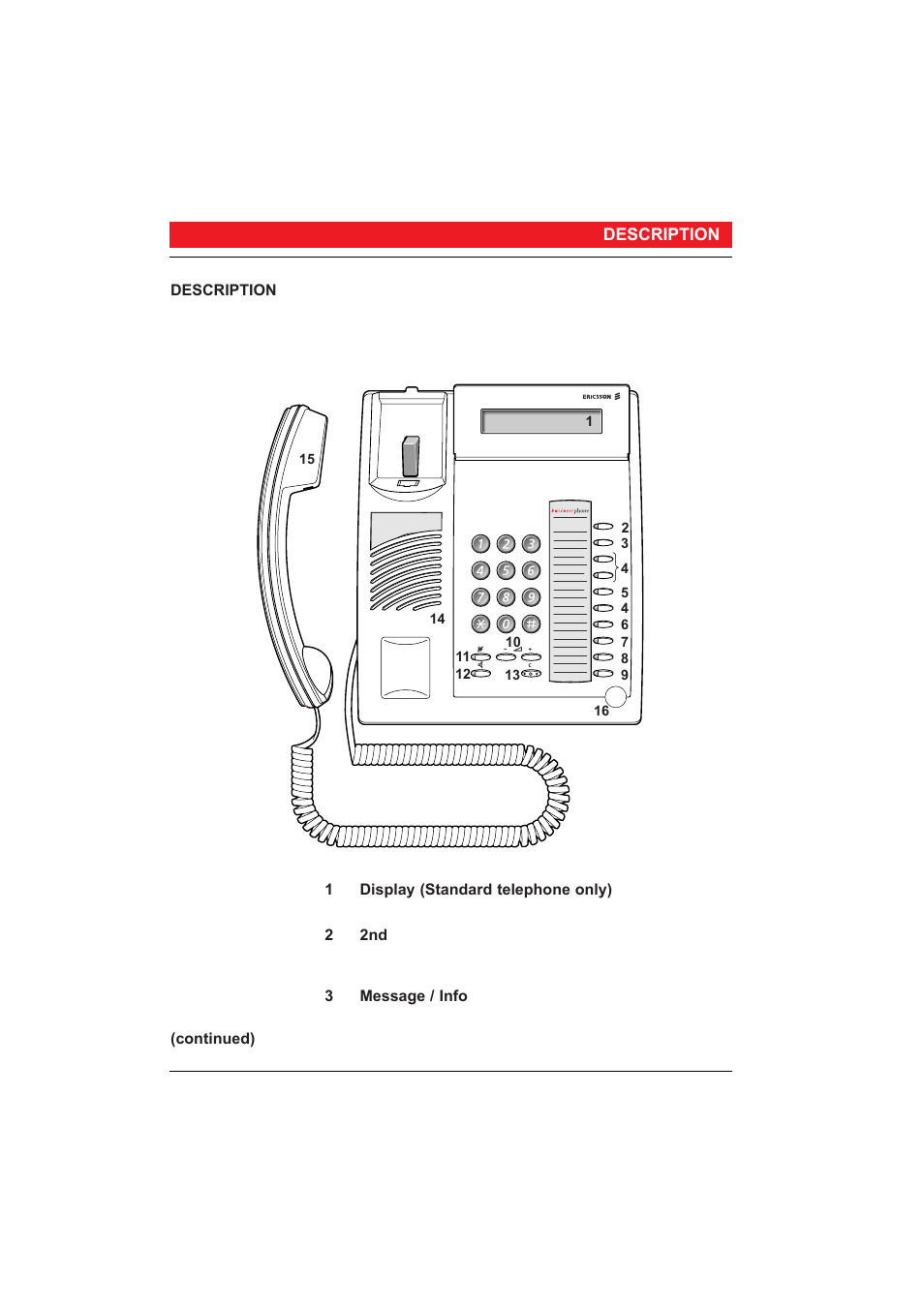 Description | Ericsson 50 User Manual | Page 7 / 77