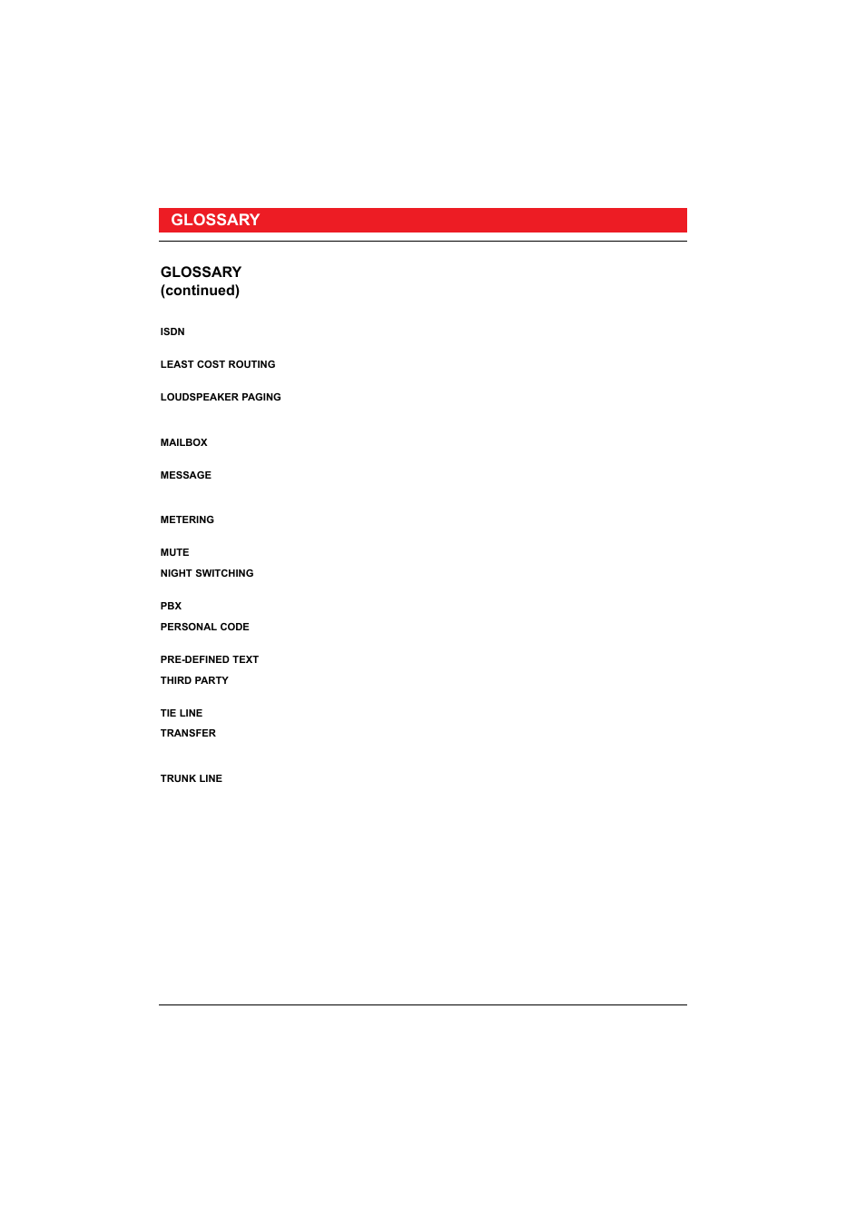 Glossary, Glossary (continued) | Ericsson 50 User Manual | Page 70 / 77