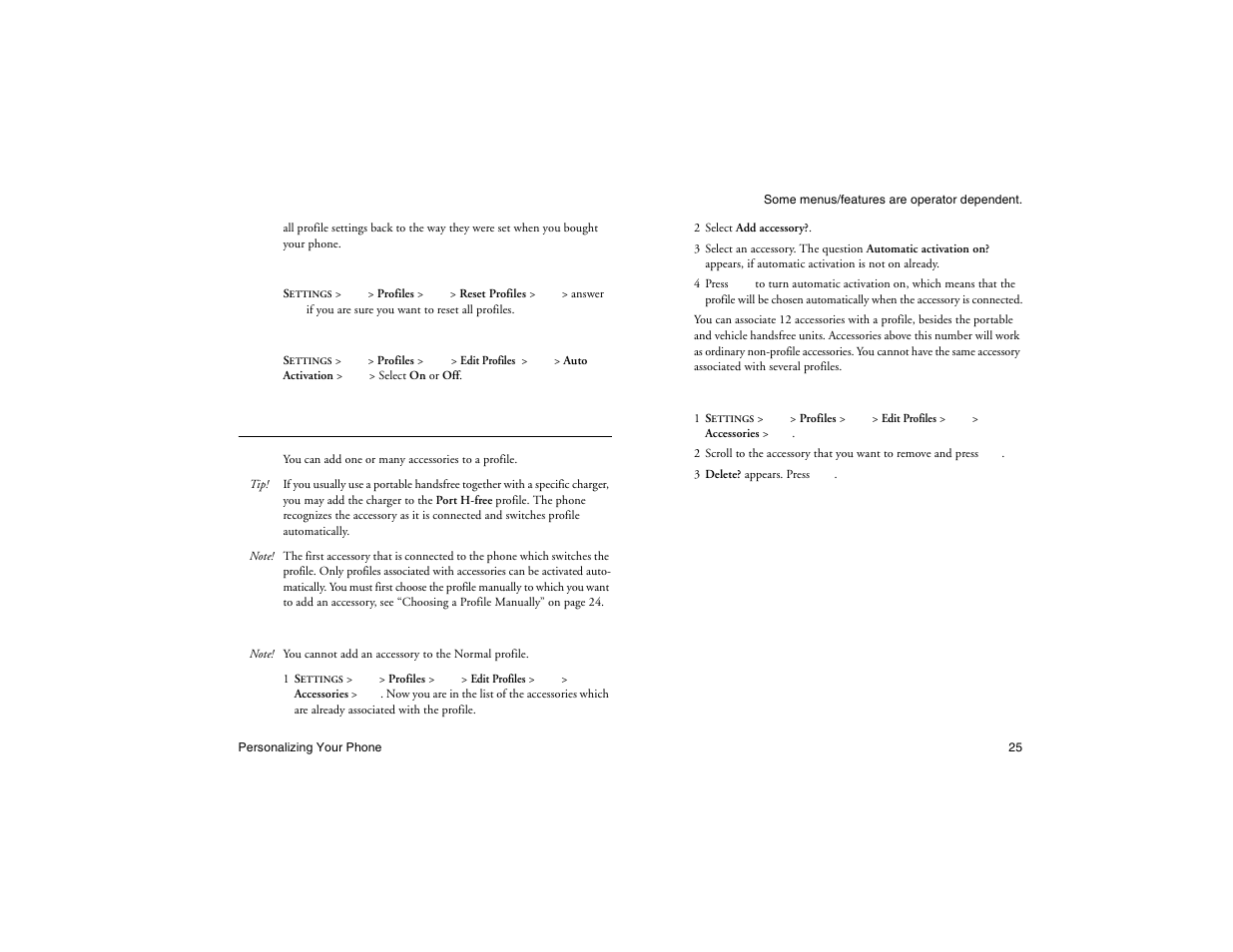 Not for commercial use - ericsson inc, Adding accessories to a profile | Ericsson R300Z User Manual | Page 32 / 88