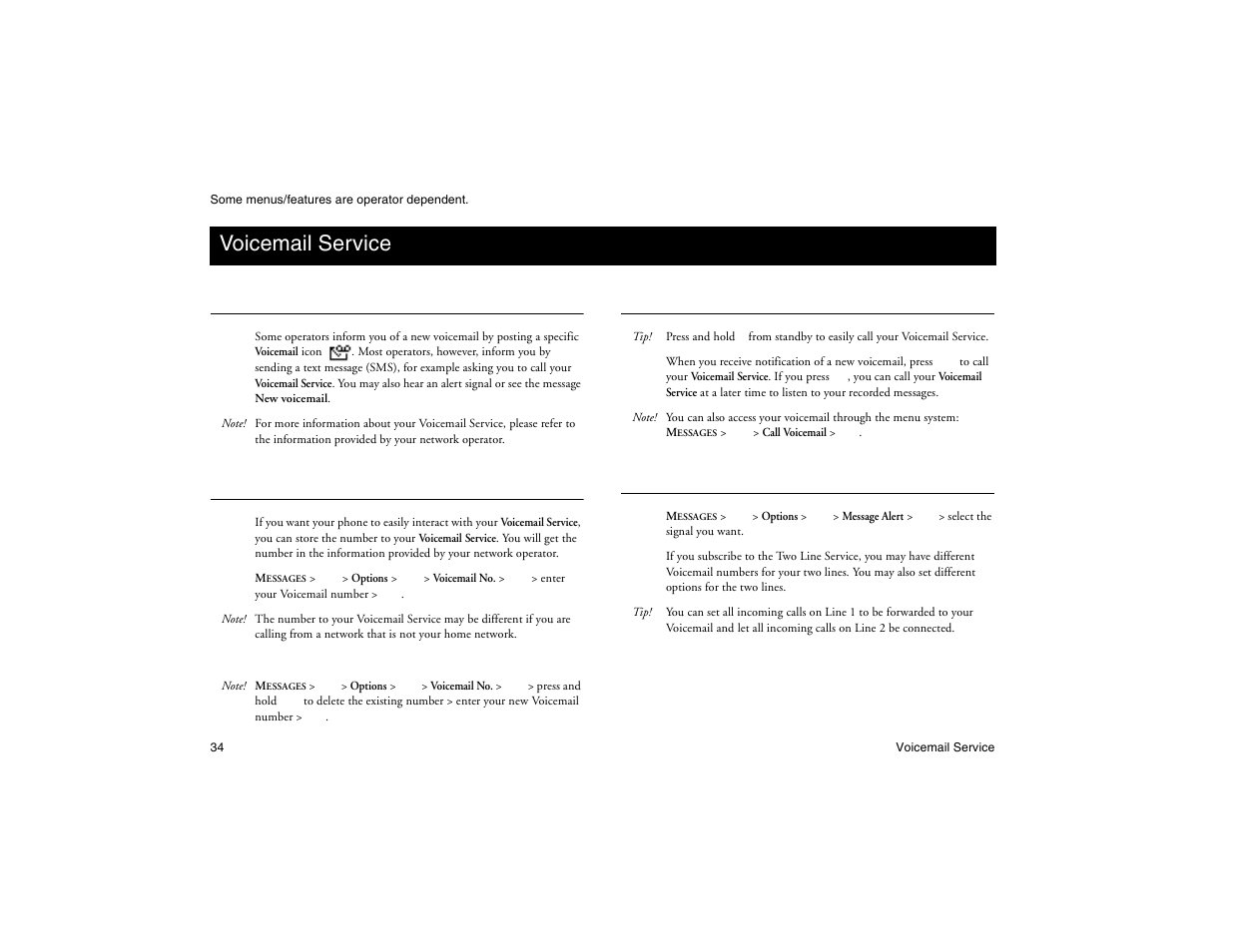 Not for commercial use - ericsson inc, Voicemail service, Voicemail notification | Storing your voicemail number, Calling your voicemail, Changing the message alert signal | Ericsson R300Z User Manual | Page 41 / 88