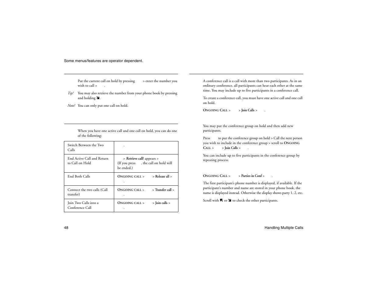 Not for commercial use - ericsson inc, Making a second call, One active call and one call on hold | Conference calling | Ericsson R300Z User Manual | Page 55 / 88