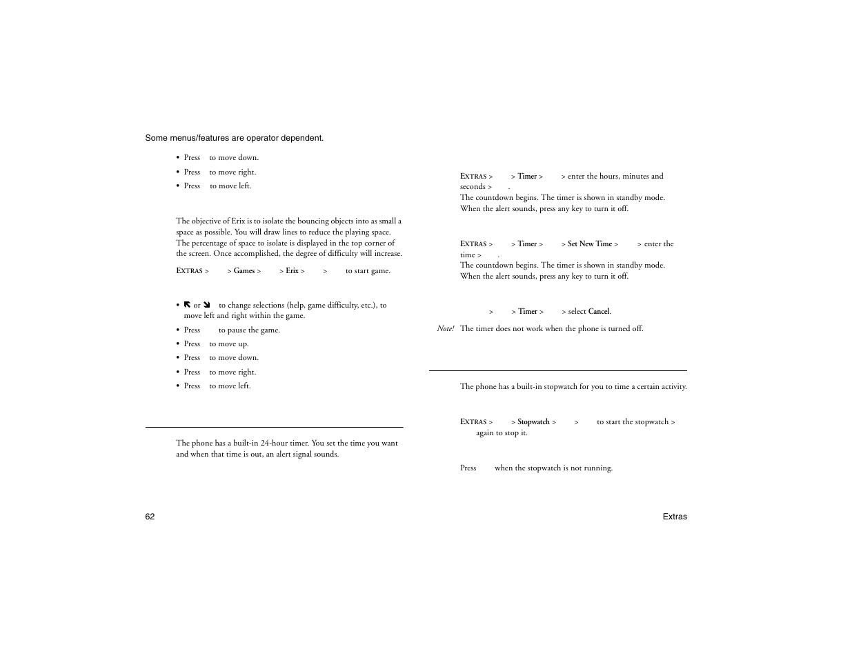 Not for commercial use - ericsson inc, Timer, Stopwatch | Ericsson R300Z User Manual | Page 69 / 88