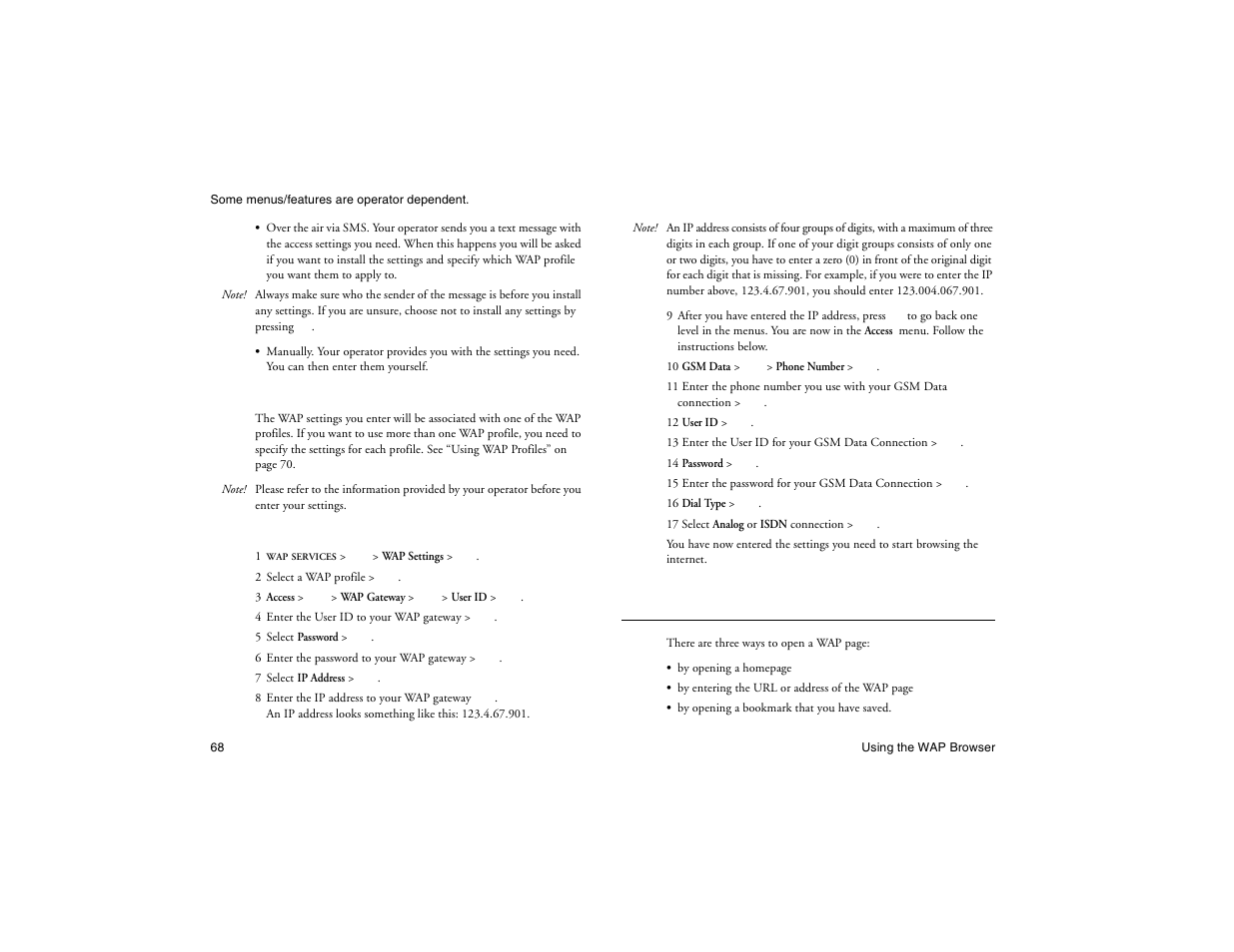 Not for commercial use - ericsson inc, Opening a wap page | Ericsson R300Z User Manual | Page 75 / 88