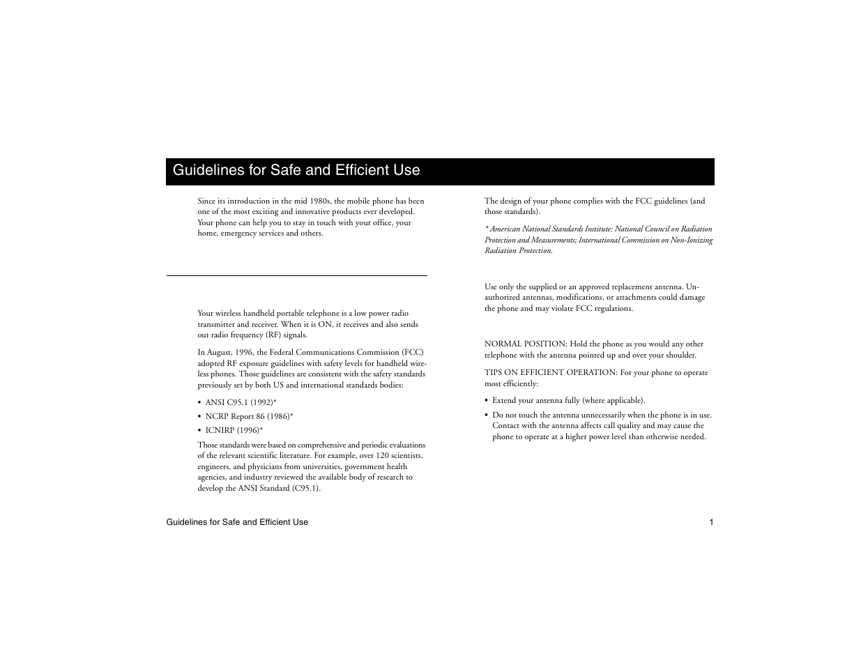 Not for commercial use - ericsson inc, Guidelines for safe and efficient use | Ericsson R300Z User Manual | Page 8 / 88