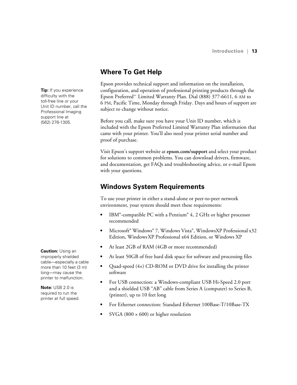 Where to get help, Windows system requirements, Where to get help windows system requirements | Ericsson STYLUS PRO 4900 User Manual | Page 11 / 174