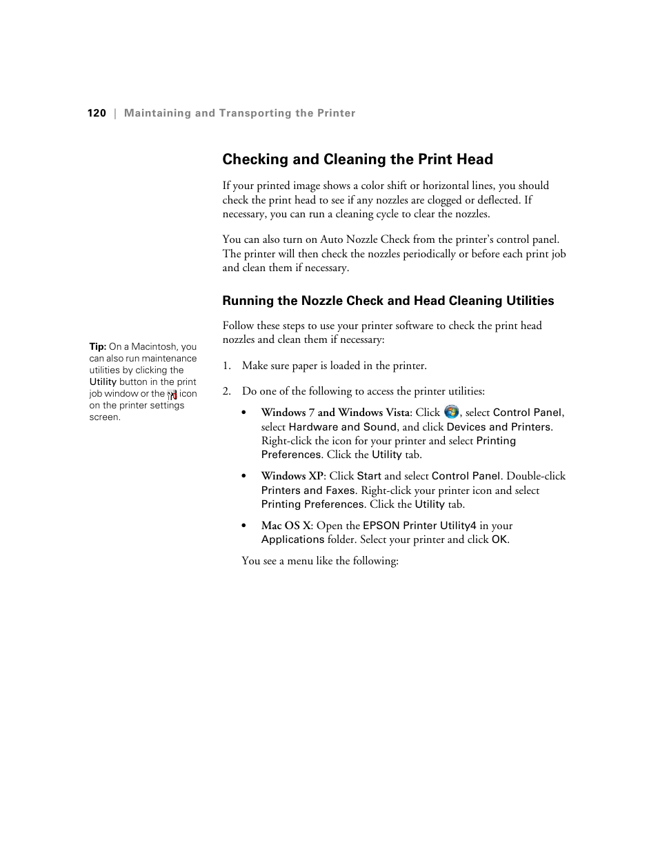 Checking and cleaning the print head | Ericsson STYLUS PRO 4900 User Manual | Page 118 / 174