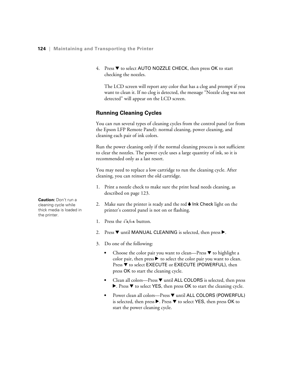 Running cleaning cycles | Ericsson STYLUS PRO 4900 User Manual | Page 122 / 174