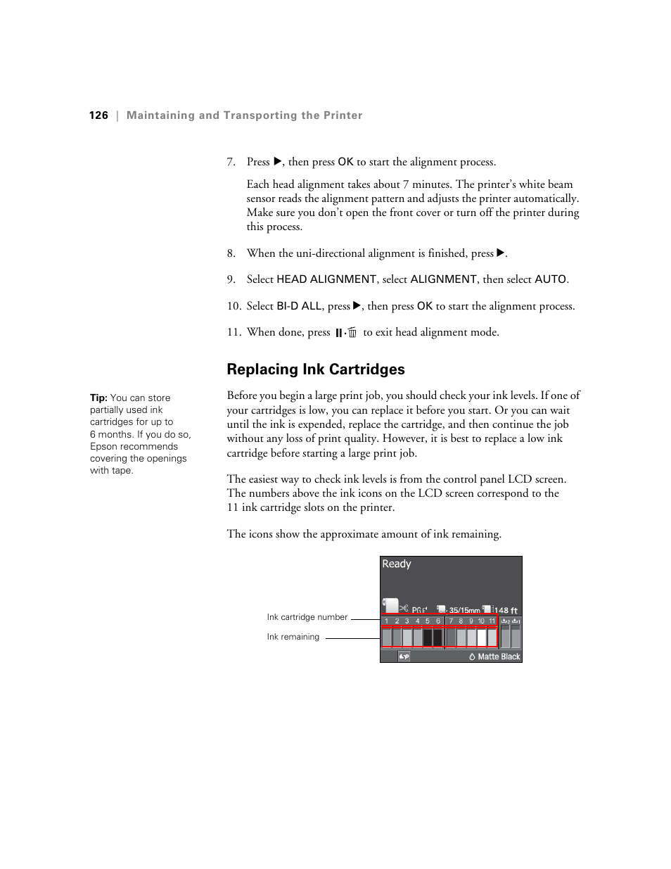 Replacing ink cartridges | Ericsson STYLUS PRO 4900 User Manual | Page 124 / 174