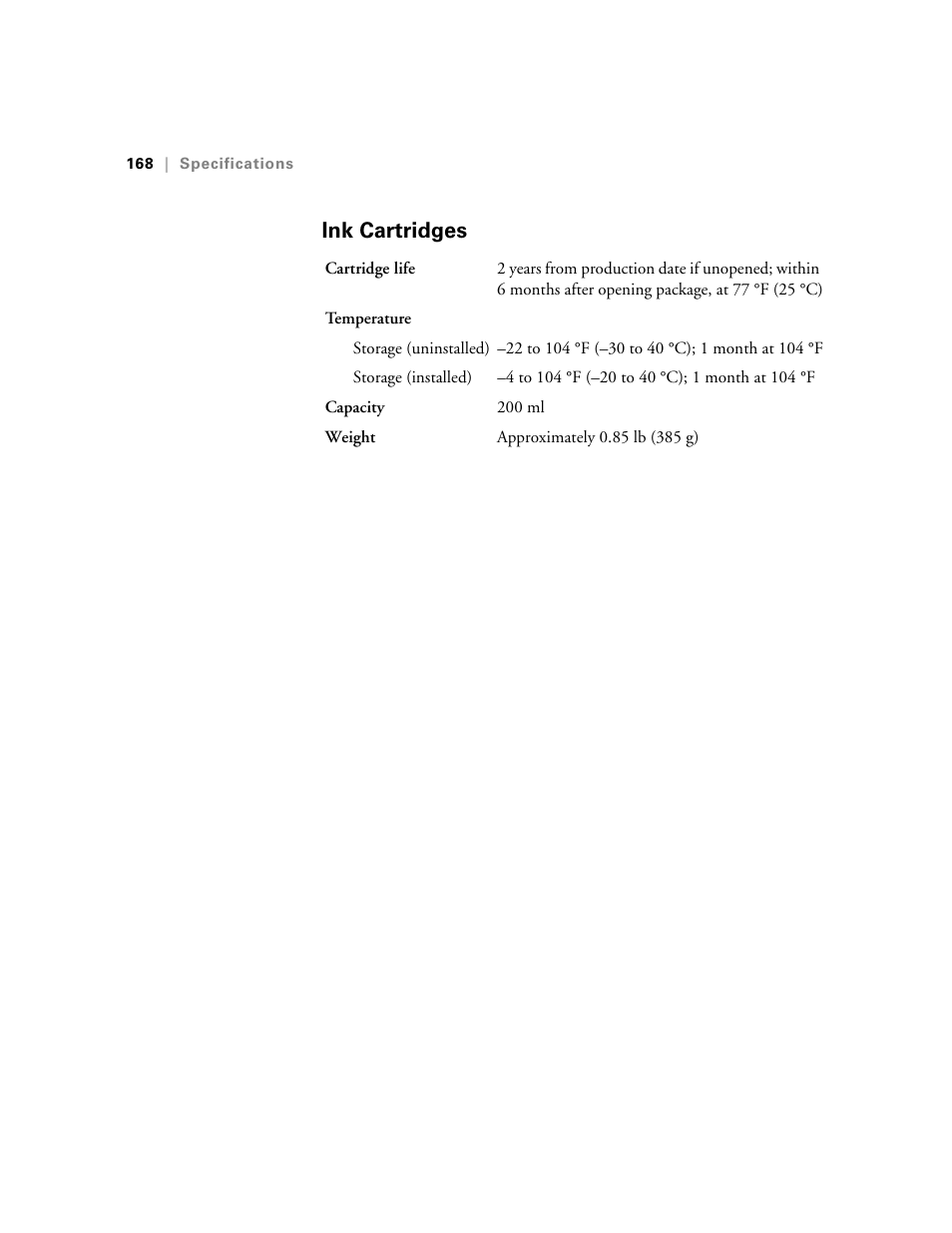 Ink cartridges | Ericsson STYLUS PRO 4900 User Manual | Page 166 / 174