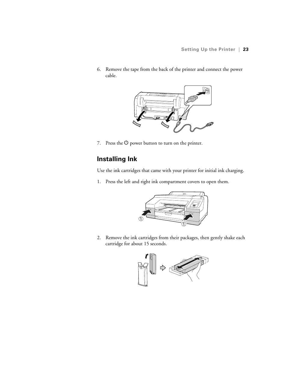 Installing ink | Ericsson STYLUS PRO 4900 User Manual | Page 21 / 174