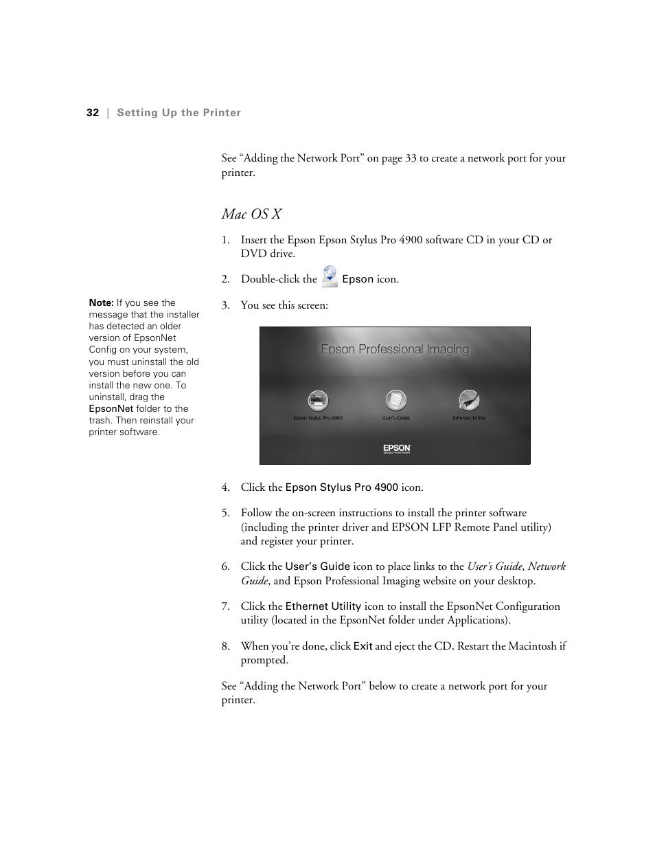 Mac os x | Ericsson STYLUS PRO 4900 User Manual | Page 30 / 174