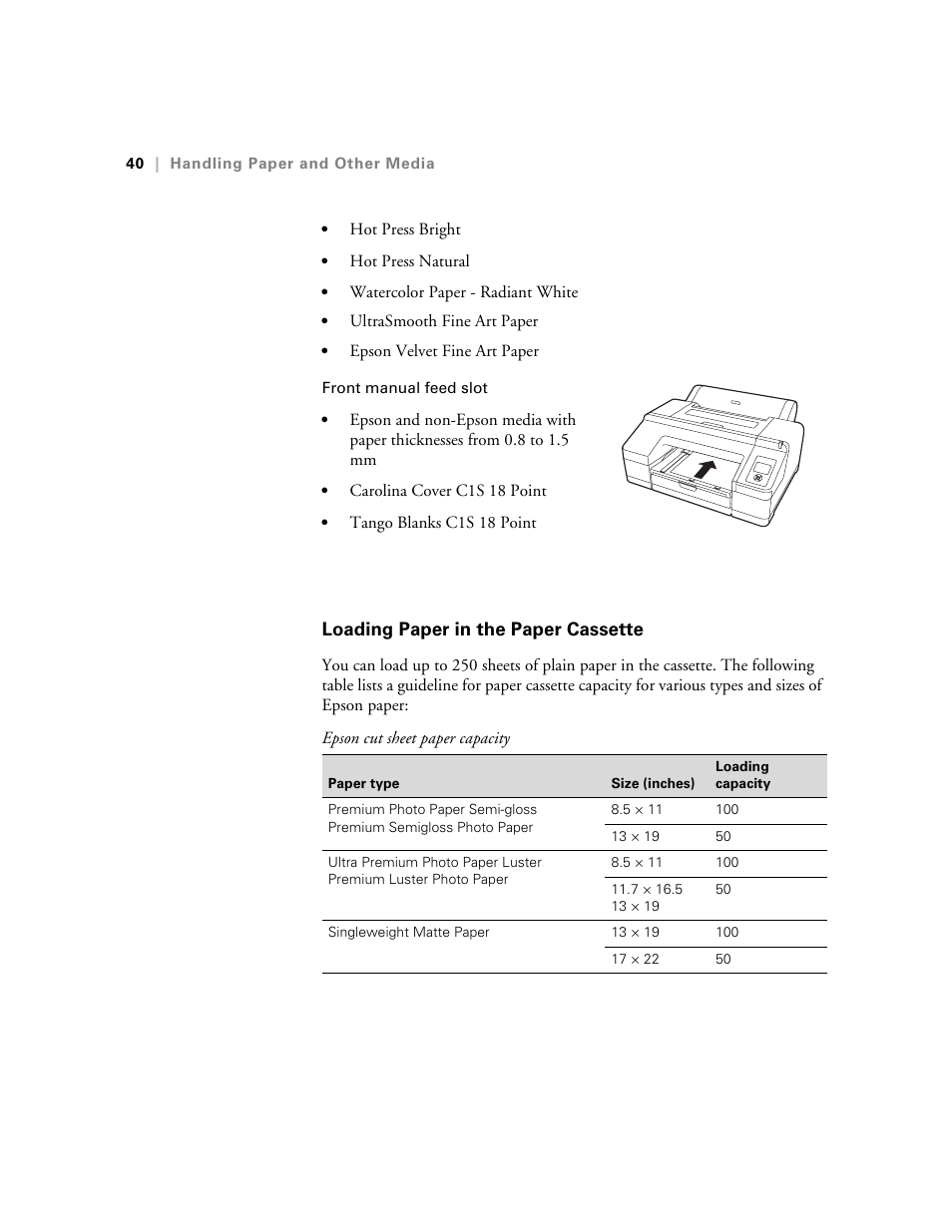 Loading paper in the paper cassette | Ericsson STYLUS PRO 4900 User Manual | Page 38 / 174