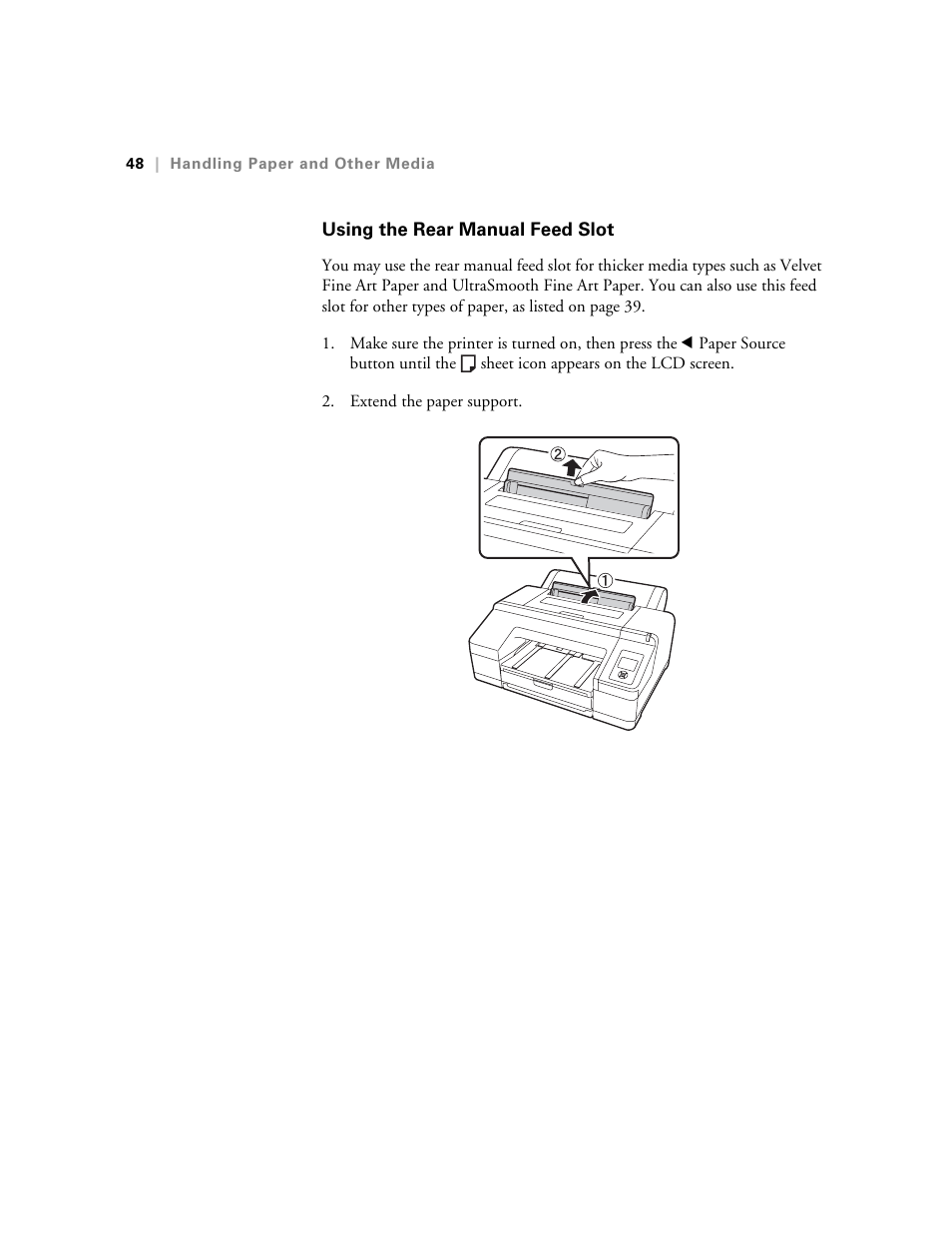 Using the rear manual feed slot | Ericsson STYLUS PRO 4900 User Manual | Page 46 / 174