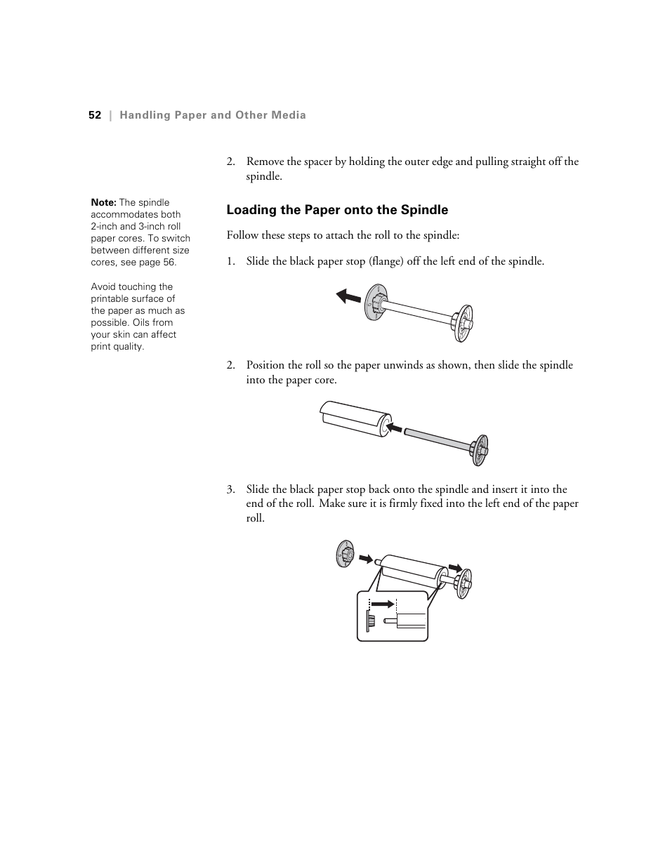 Loading the paper onto the spindle | Ericsson STYLUS PRO 4900 User Manual | Page 50 / 174
