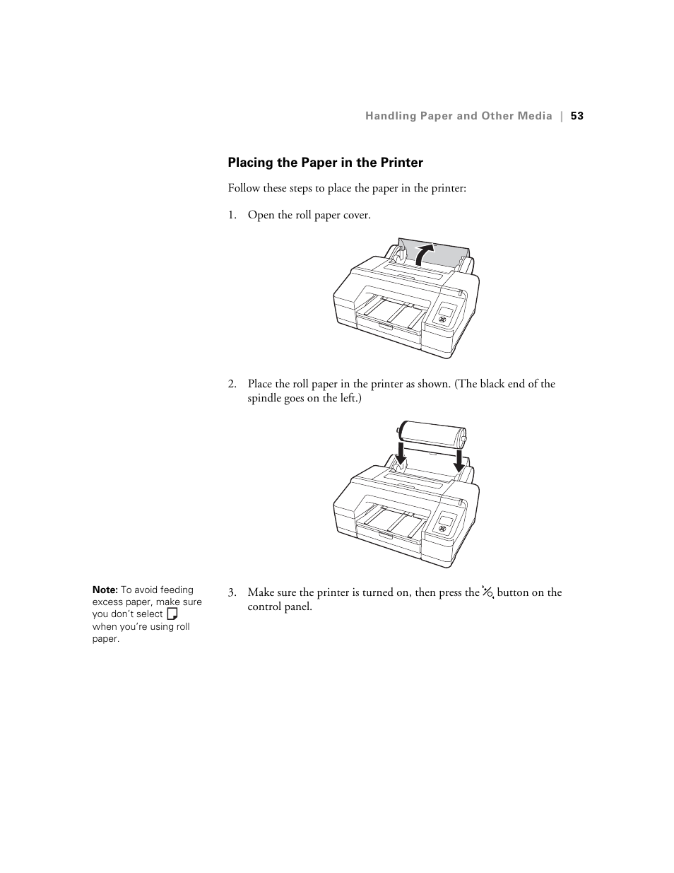 Placing the paper in the printer | Ericsson STYLUS PRO 4900 User Manual | Page 51 / 174