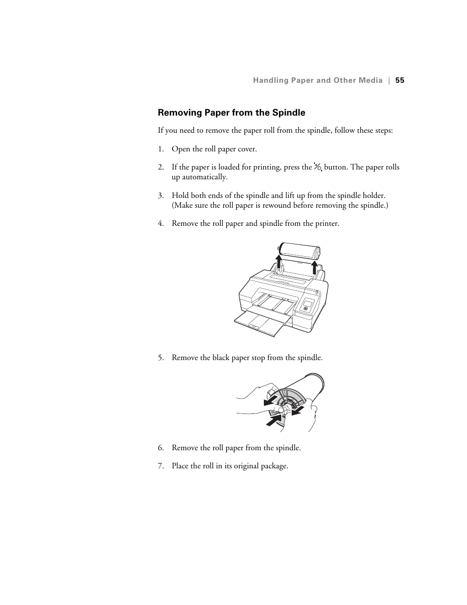 Removing paper from the spindle | Ericsson STYLUS PRO 4900 User Manual | Page 53 / 174