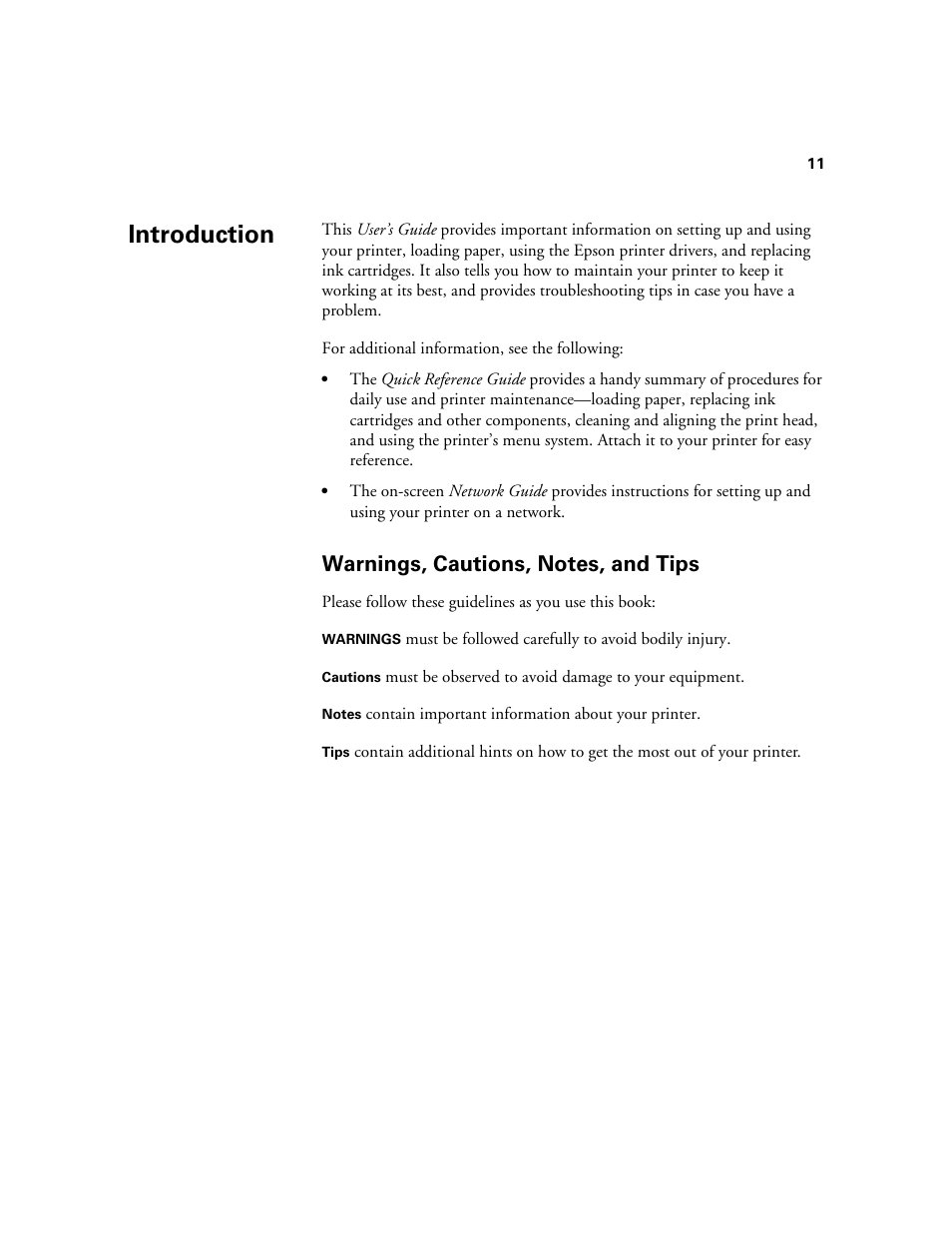 Introduction, Warnings, cautions, notes, and tips | Ericsson STYLUS PRO 4900 User Manual | Page 9 / 174