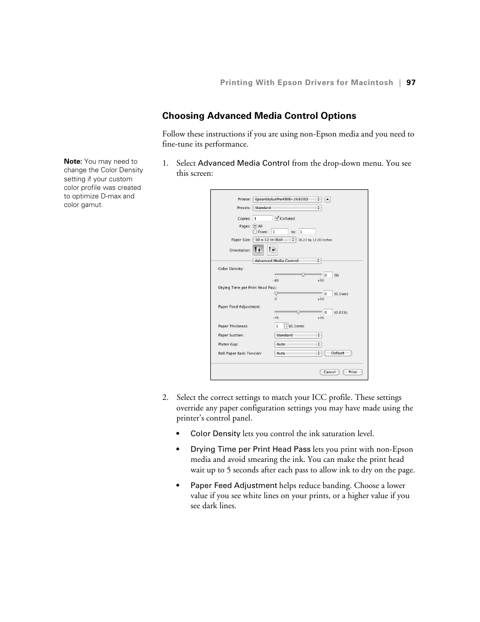 Choosing advanced media control options, Choosing paper configuration settings | Ericsson STYLUS PRO 4900 User Manual | Page 95 / 174