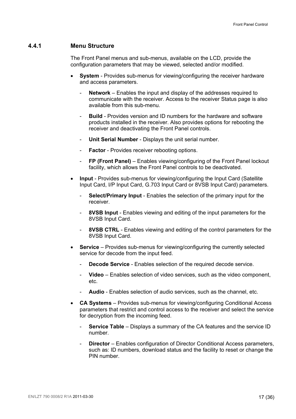 Ericsson ATSC Broadcast Receiver RX8320 User Manual | Page 17 / 36