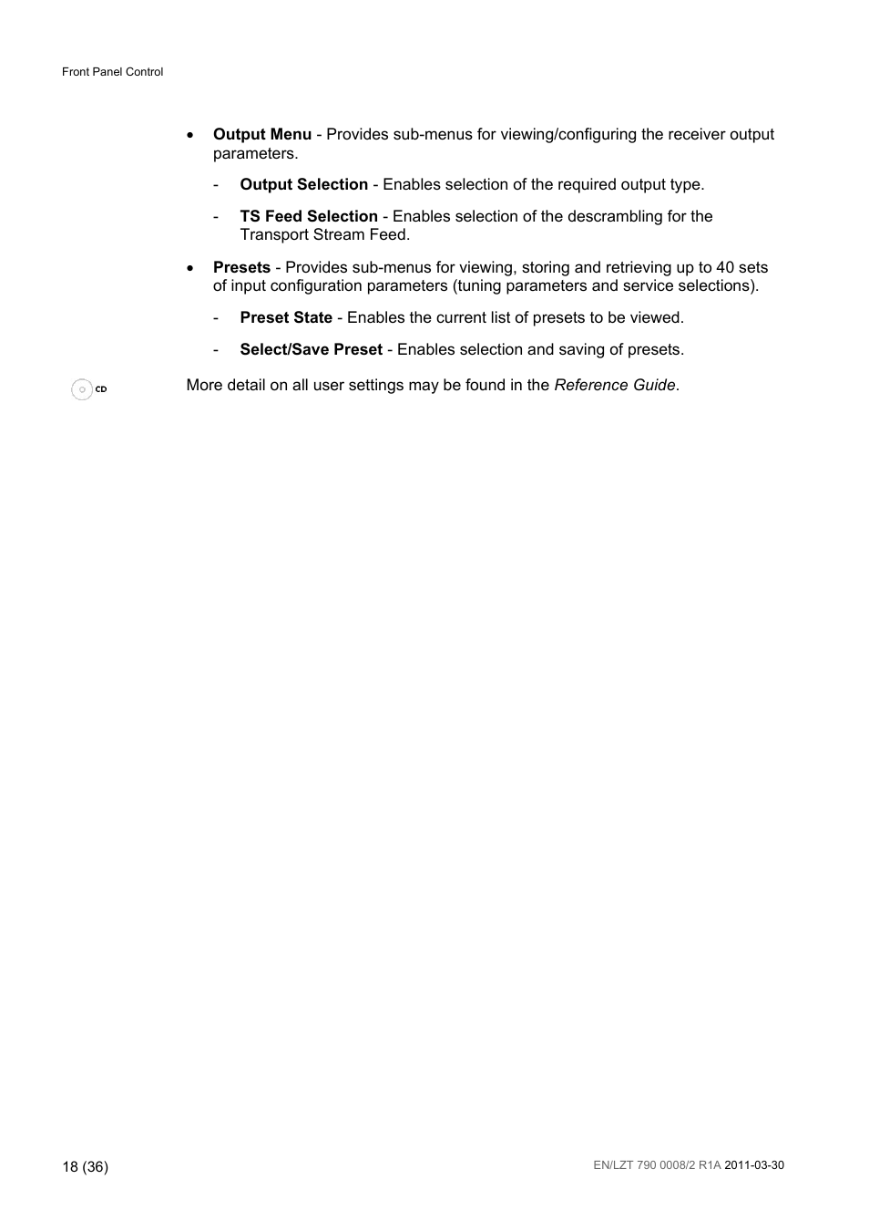 Ericsson ATSC Broadcast Receiver RX8320 User Manual | Page 18 / 36