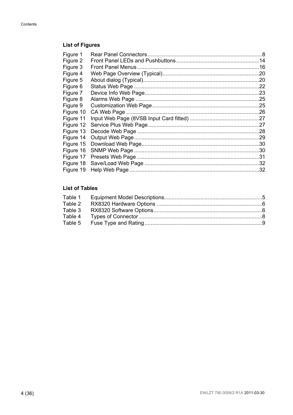 Ericsson ATSC Broadcast Receiver RX8320 User Manual | Page 4 / 36