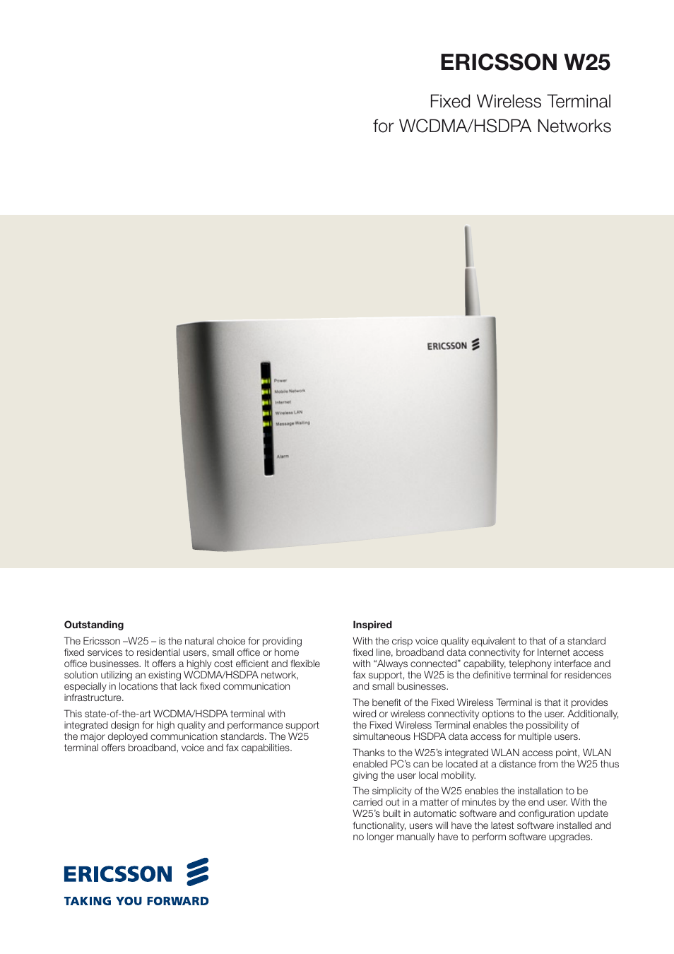 Ericsson W25 User Manual | 2 pages