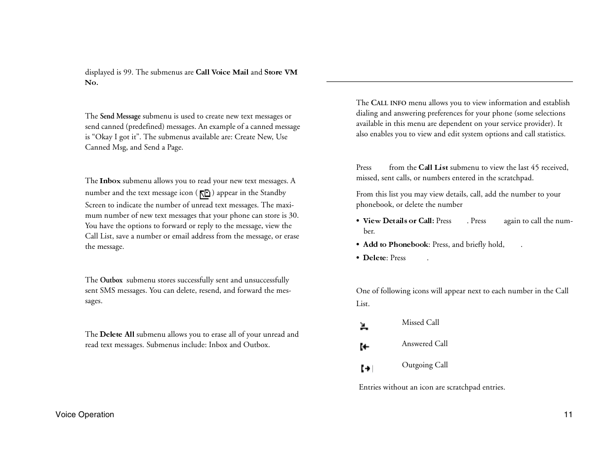 Not for commercial use - ericsson inc, Call info menu | Ericsson A1228c User Manual | Page 17 / 60