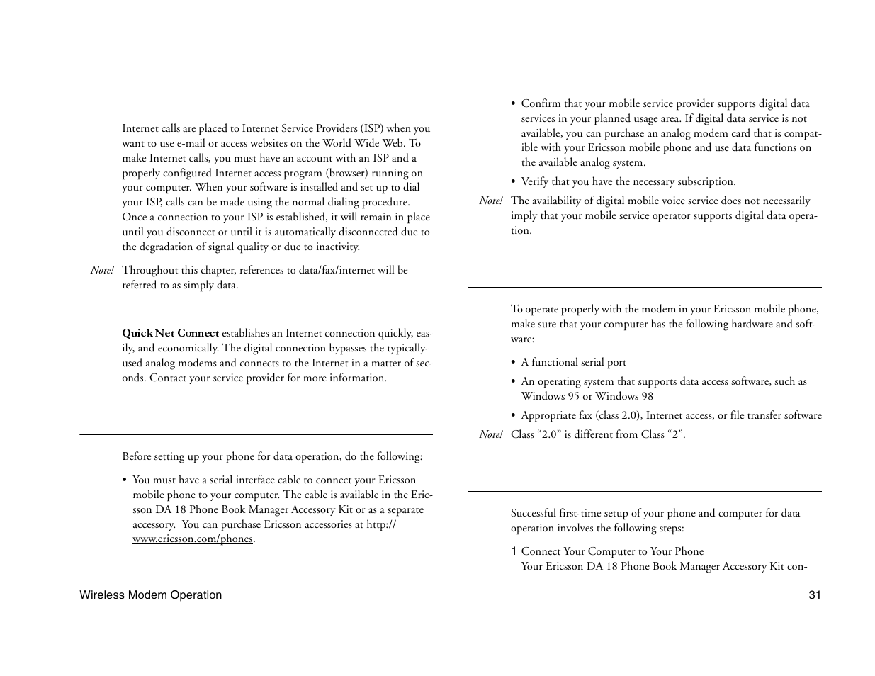 Not for commercial use - ericsson inc, Before you start, Setting up your computer | Initial setup | Ericsson A1228c User Manual | Page 37 / 60