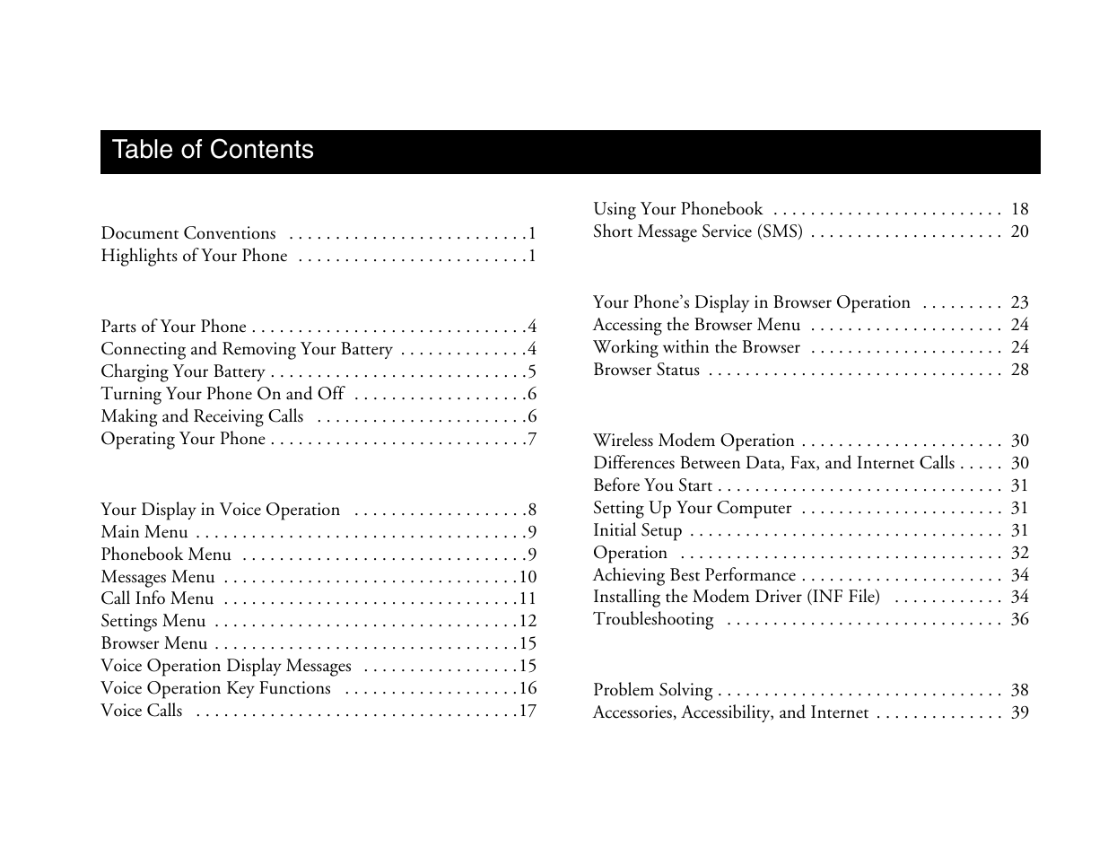 Ericsson A1228c User Manual | Page 5 / 60