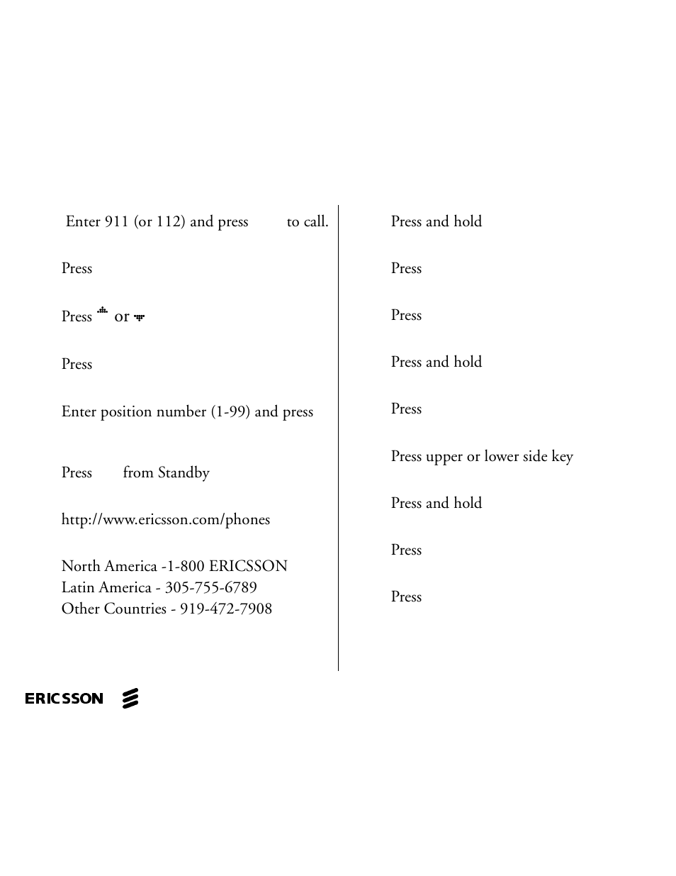 A1228c quick card, Not for commercial use - ericsson inc | Ericsson A1228c User Manual | Page 59 / 60