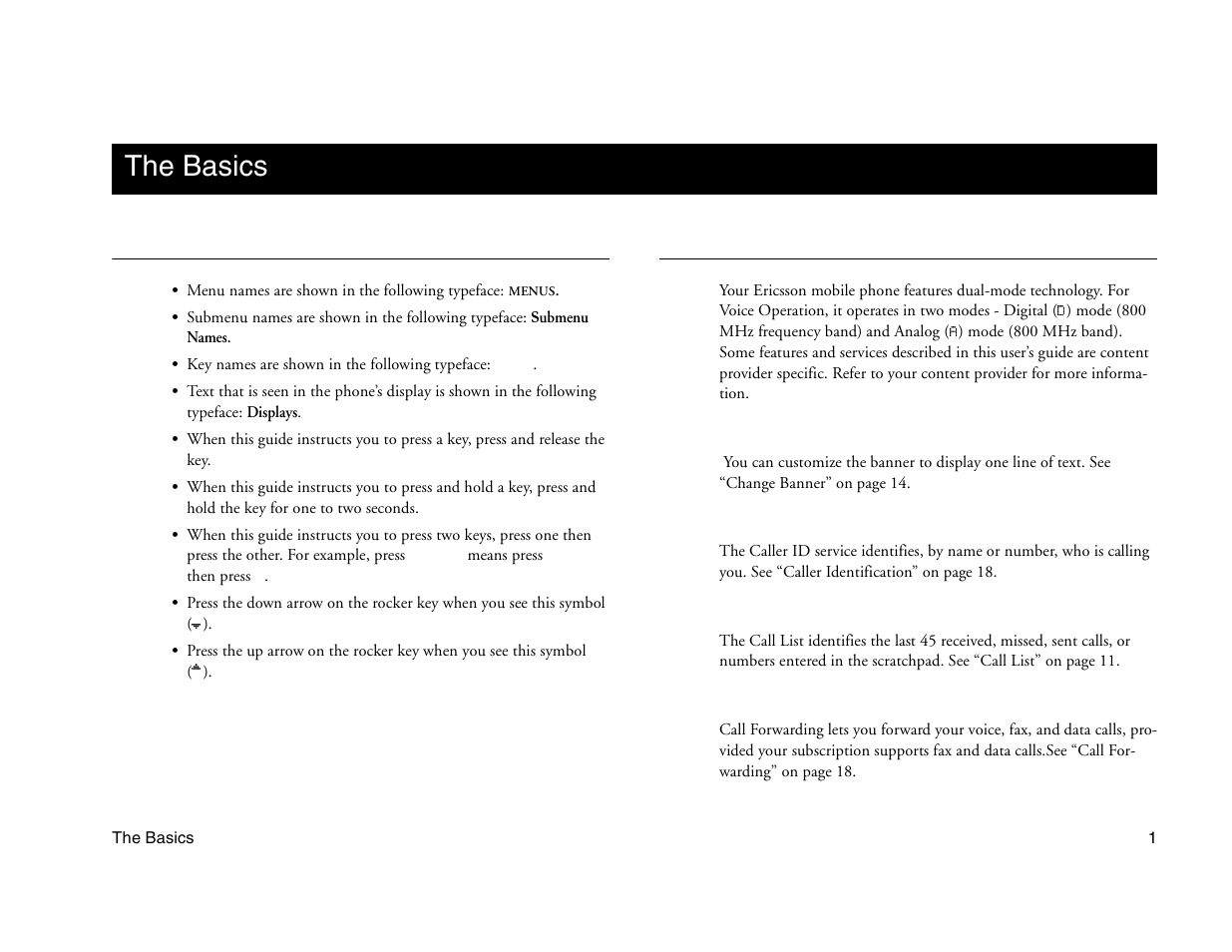 Not for commercial use - ericsson inc, The basics, Document conventions | Highlights of your phone | Ericsson A1228c User Manual | Page 7 / 60