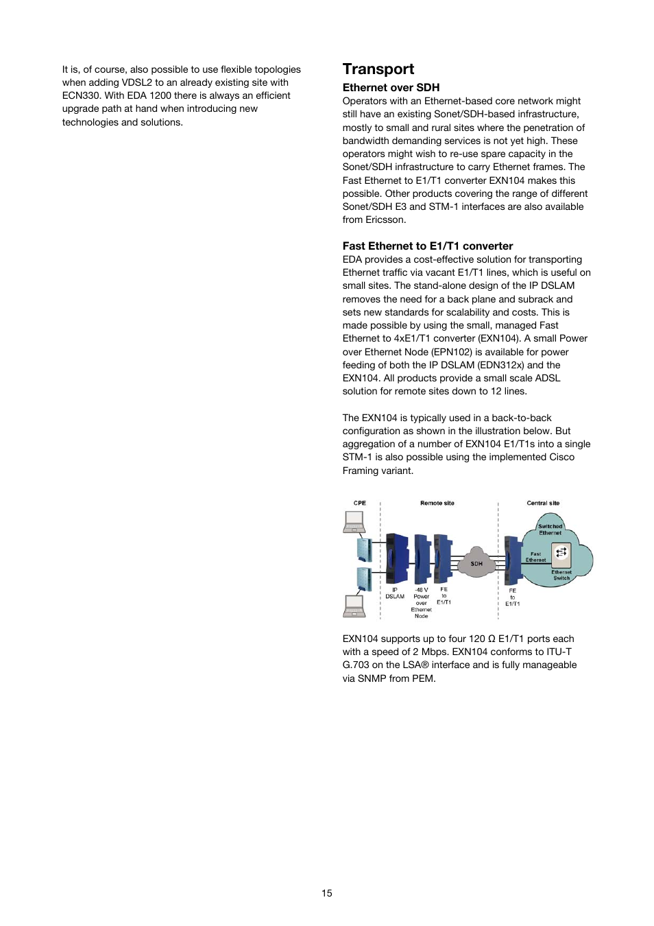 Transport | Ericsson SOLUTION DESCRIPTION EDA 1200 4.0 User Manual | Page 15 / 22