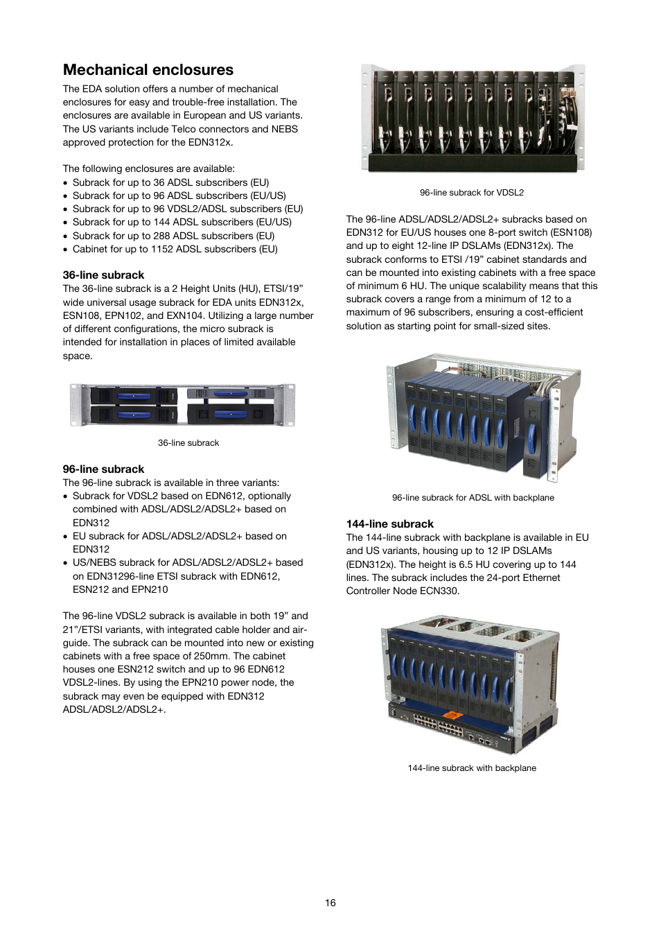 Mechanical enclosures | Ericsson SOLUTION DESCRIPTION EDA 1200 4.0 User Manual | Page 16 / 22