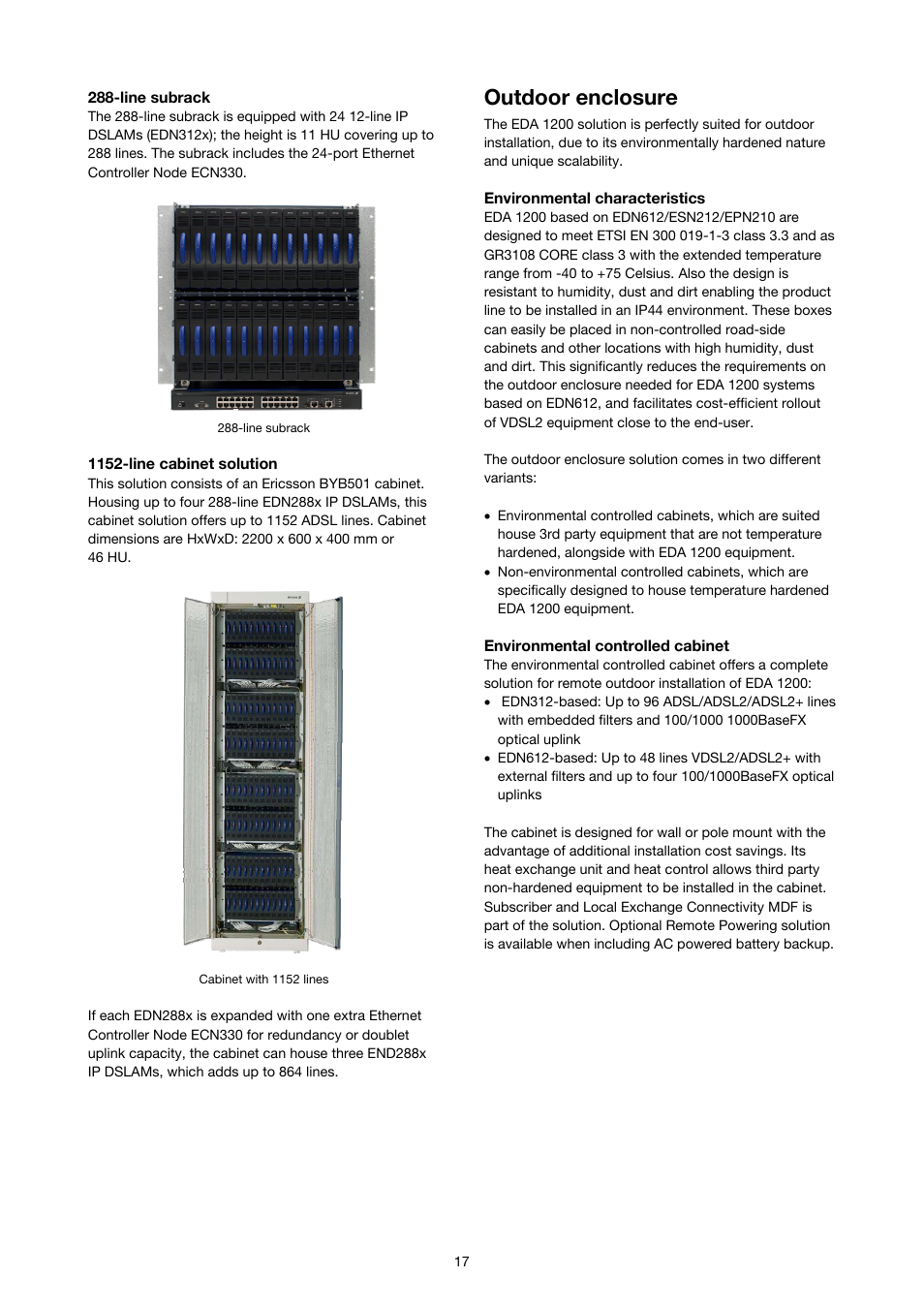 Outdoor enclosure | Ericsson SOLUTION DESCRIPTION EDA 1200 4.0 User Manual | Page 17 / 22