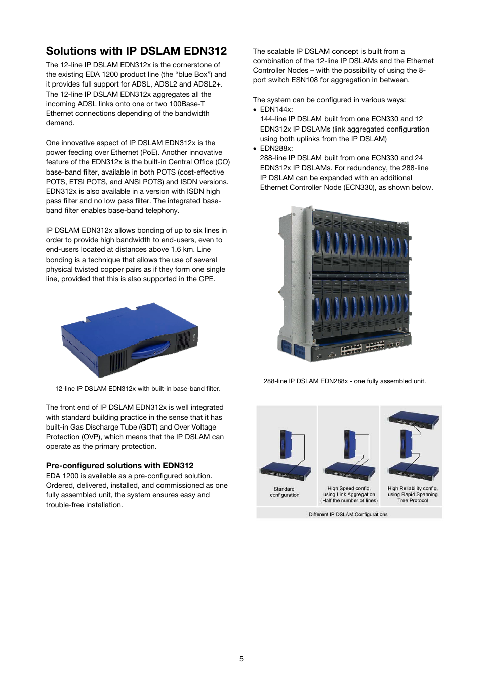 Solutions with ip dslam edn312 | Ericsson SOLUTION DESCRIPTION EDA 1200 4.0 User Manual | Page 5 / 22