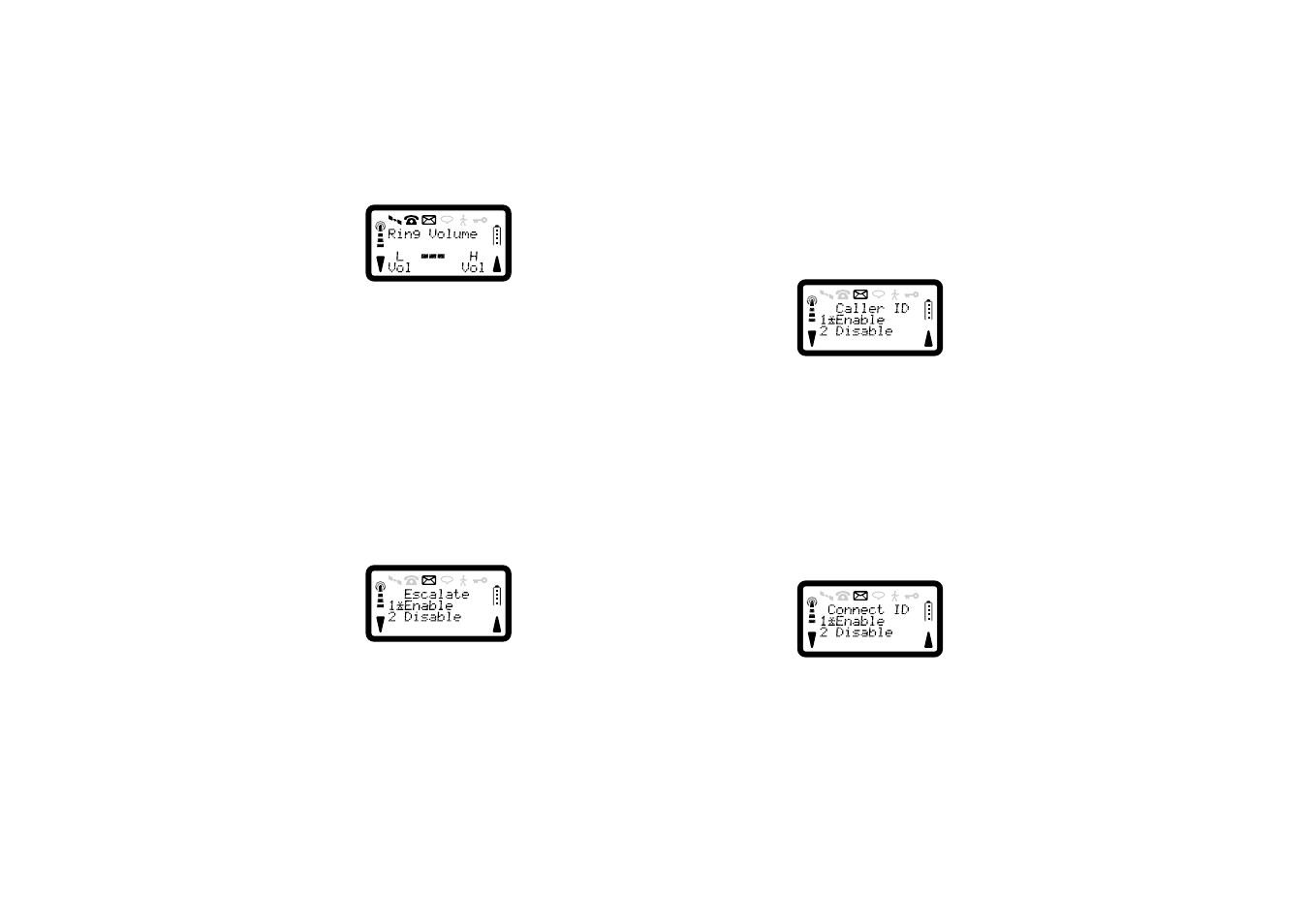 Escalating ring volume, Caller id, Connect id | Ericsson SATELLITE R290 User Manual | Page 40 / 74