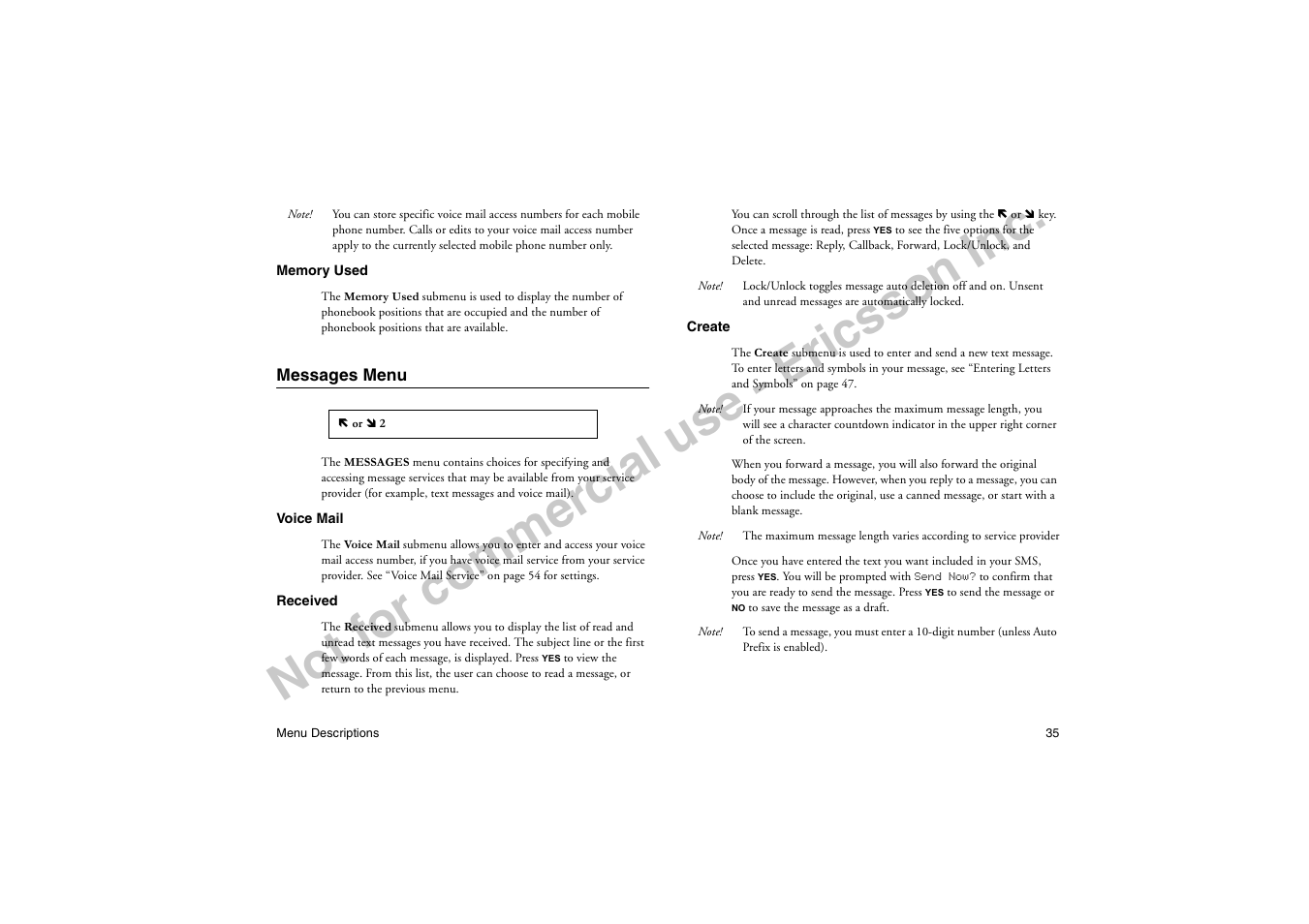 Messages menu | Ericsson T18di User Manual | Page 39 / 84