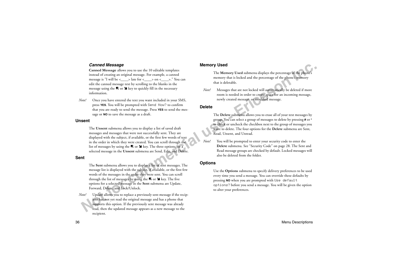 No t f or co m m er cia l u se - e ric ss on in c | Ericsson T18di User Manual | Page 40 / 84