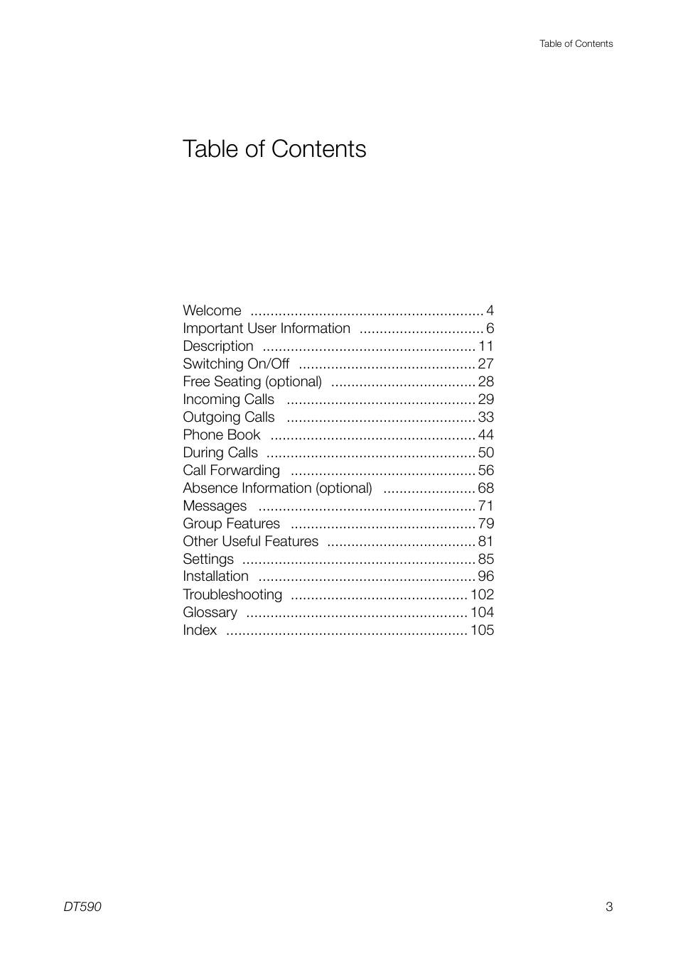 Ericsson DT59C User Manual | Page 3 / 108