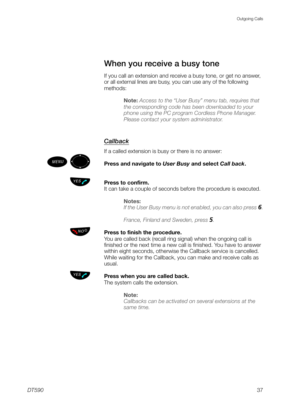 When you receive a busy tone | Ericsson DT59C User Manual | Page 37 / 108