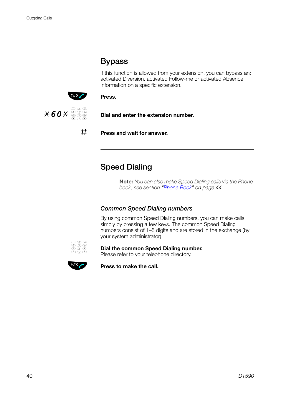 Bypass, Speed dialing | Ericsson DT59C User Manual | Page 40 / 108