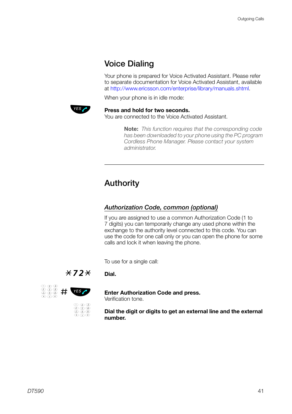 Voice dialing, Authority | Ericsson DT59C User Manual | Page 41 / 108