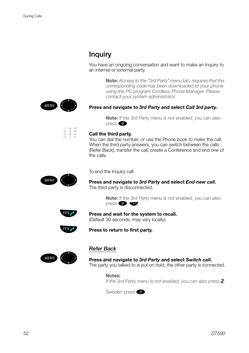 Inquiry | Ericsson DT59C User Manual | Page 52 / 108