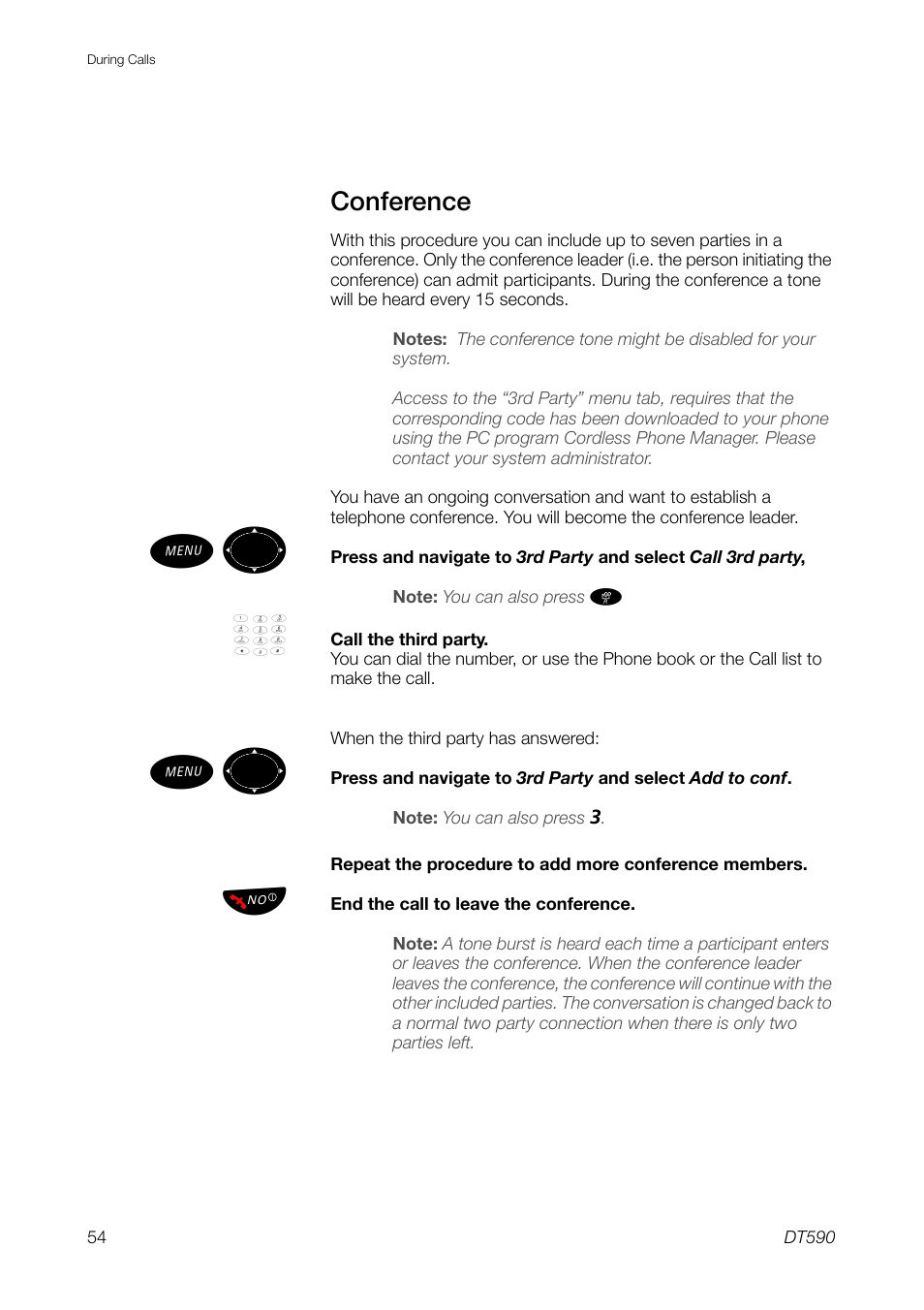 Conference | Ericsson DT59C User Manual | Page 54 / 108